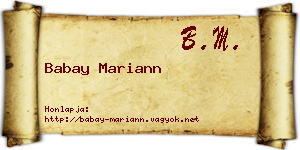 Babay Mariann névjegykártya