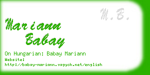 mariann babay business card